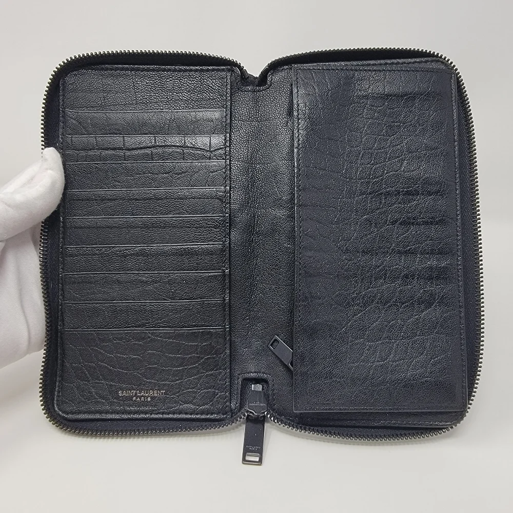 Saint Laurent YSL Organizer Croc Embossed Zippy Long Wallet - Picture 6 of 10